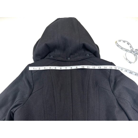 Michael Kors Asymmetric Zip Wool Blend Coat Black Women's Size 8 Belted Hooded - Picture 10 of 16